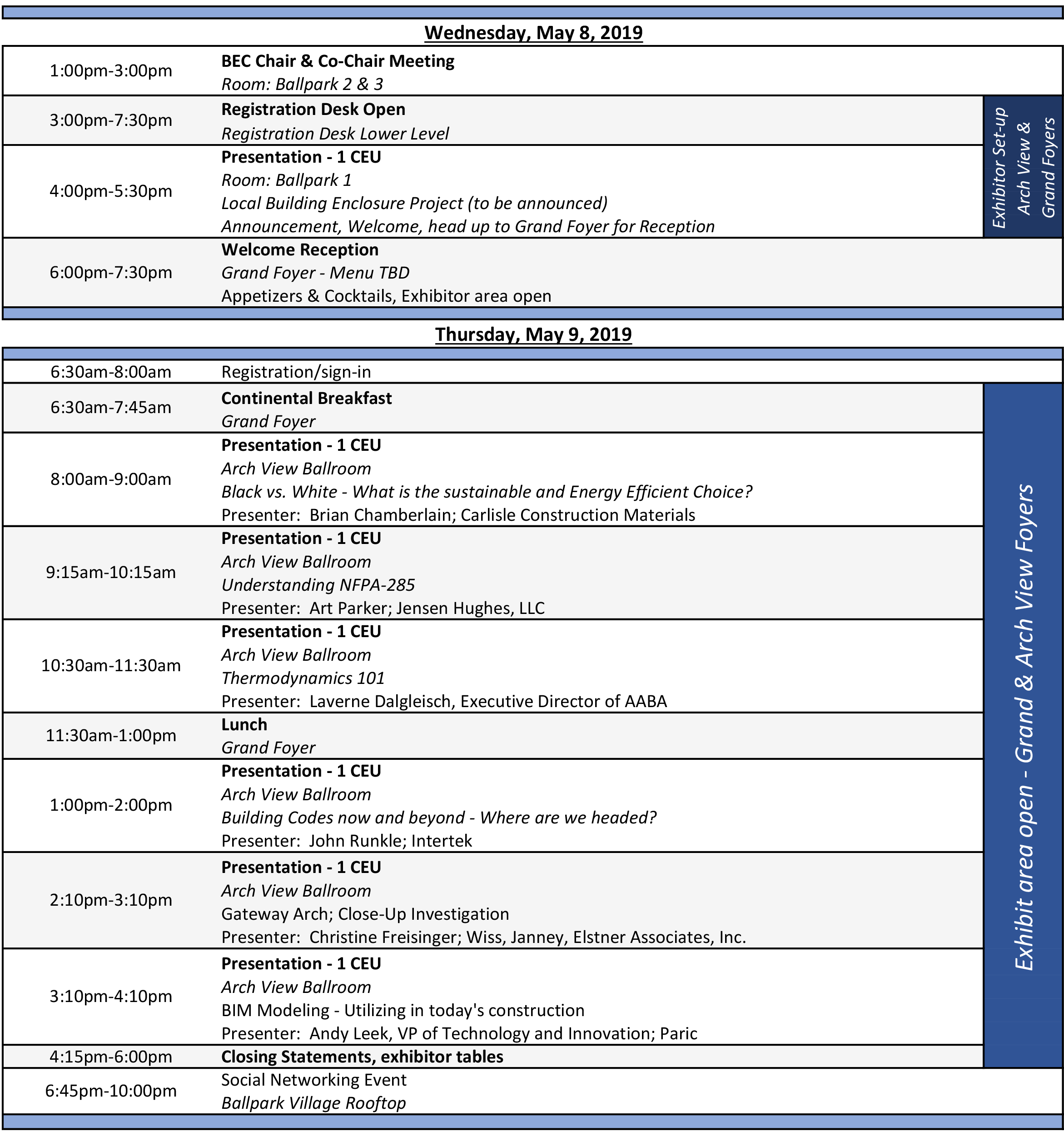 2019 bec national symposium event agenda bec st louis event agenda